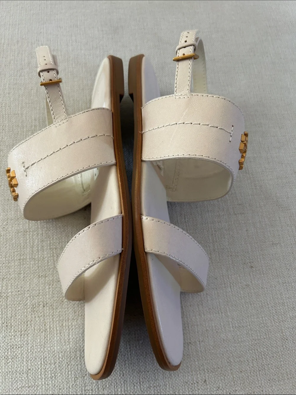 TORY BURCH Mini Everly Back Strap Leather Sandal In Ivory, Size 10.5, NWT no box